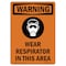 Signmission OSHA WARNING Sign, Wear Respirator In This Area W/ Symbol, 5in X 3.5in Decal, 3.5" W, 5" H, Portrait OS-WS-D-35-V-13735 - alternate 1